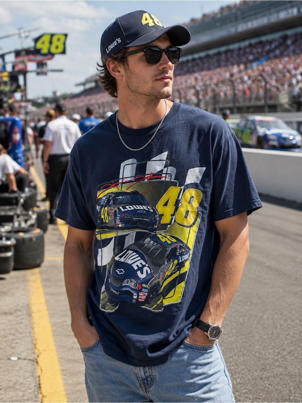 VTG Jimmie Johnson Racing Champions Nascar Racing T-Shirt L Car Guy Streetwear
